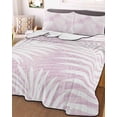 thumbnail image 3 of Quilts King Size Bedding Set, Palm Leaves Pink Lightweight Quilted Comforter, Summer Botanical Coastal Tropical Soft Reversible Bedspread Coverlet with Pillow Covers for All Season, 96" x 106", 3 of 7