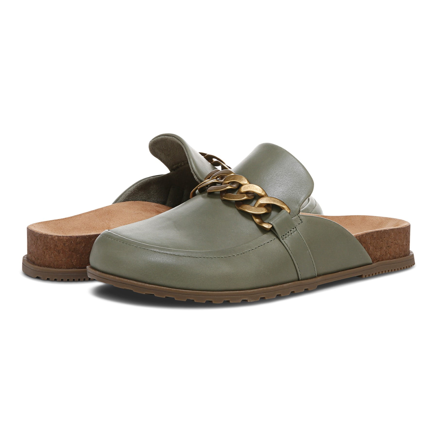 Vionic Women's Joyful Georgie Slip On Leather and Suede Army Green