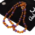 thumbnail image 4 of Amberalia knotted Baltic Amber Necklace with Amethyst, GIA Certificated - for natural remedies - Boost immune System - Cognac-Amethyst 12.5", 4 of 4