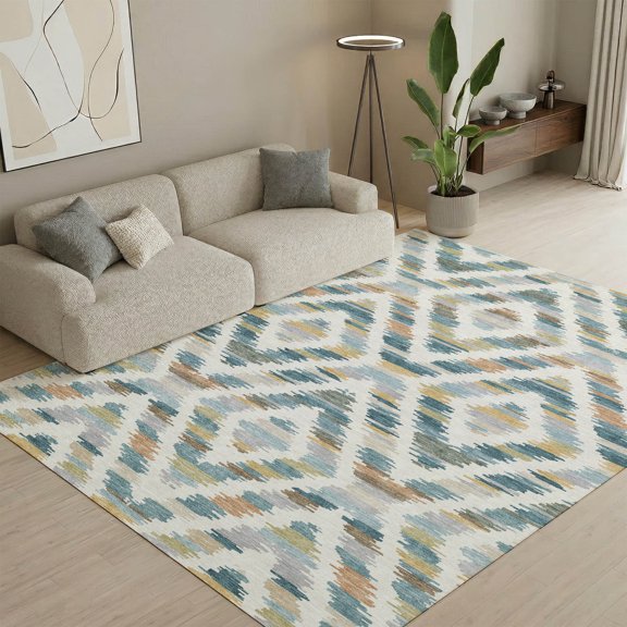 Addison Rugs Mayfield Premium Machine Washable Transitional Tribal Teal Rectangle Rug, 10' x 14'