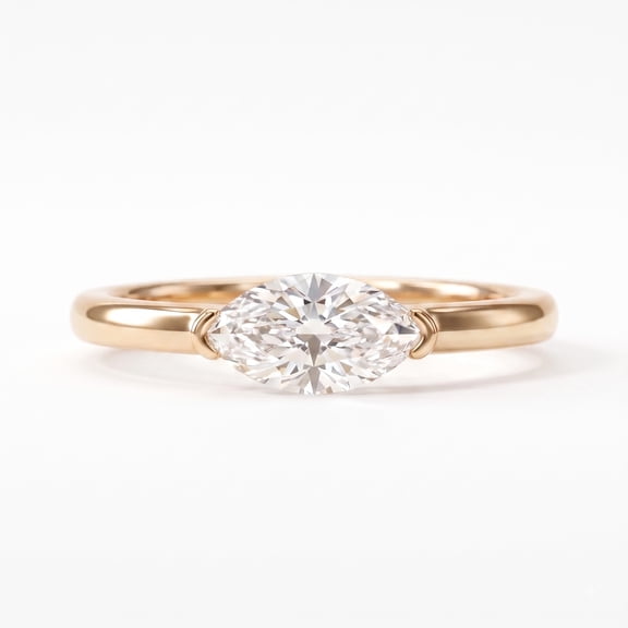 East West Marquise CZ Ring, Gold Plated