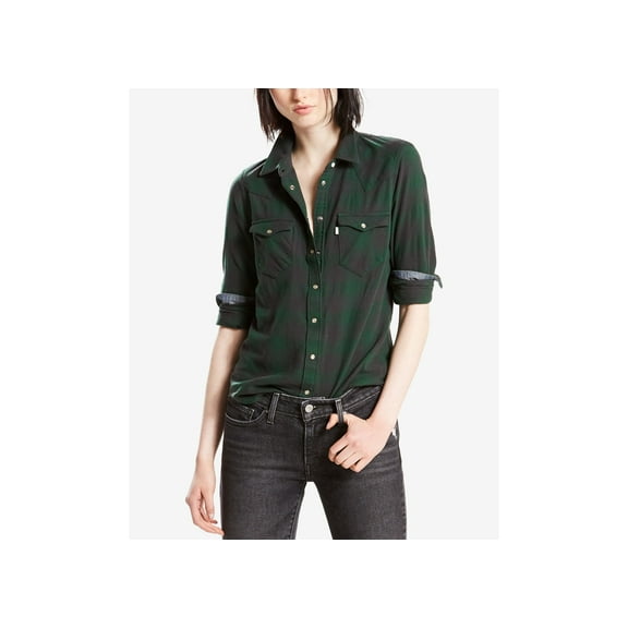 Levis Cotton Vintage Plaid Western Shirt Yew Pine Grove XS