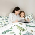 thumbnail image 5 of Feelyou Cartoon Dinosaur Queen Comforter Set, Cute Jungle Wildlife Bedding Sets, Palm Leaf Botanical Reversible Bedding Comforter Set, Ultra Soft Home Decor, 3pcs, 5 of 8