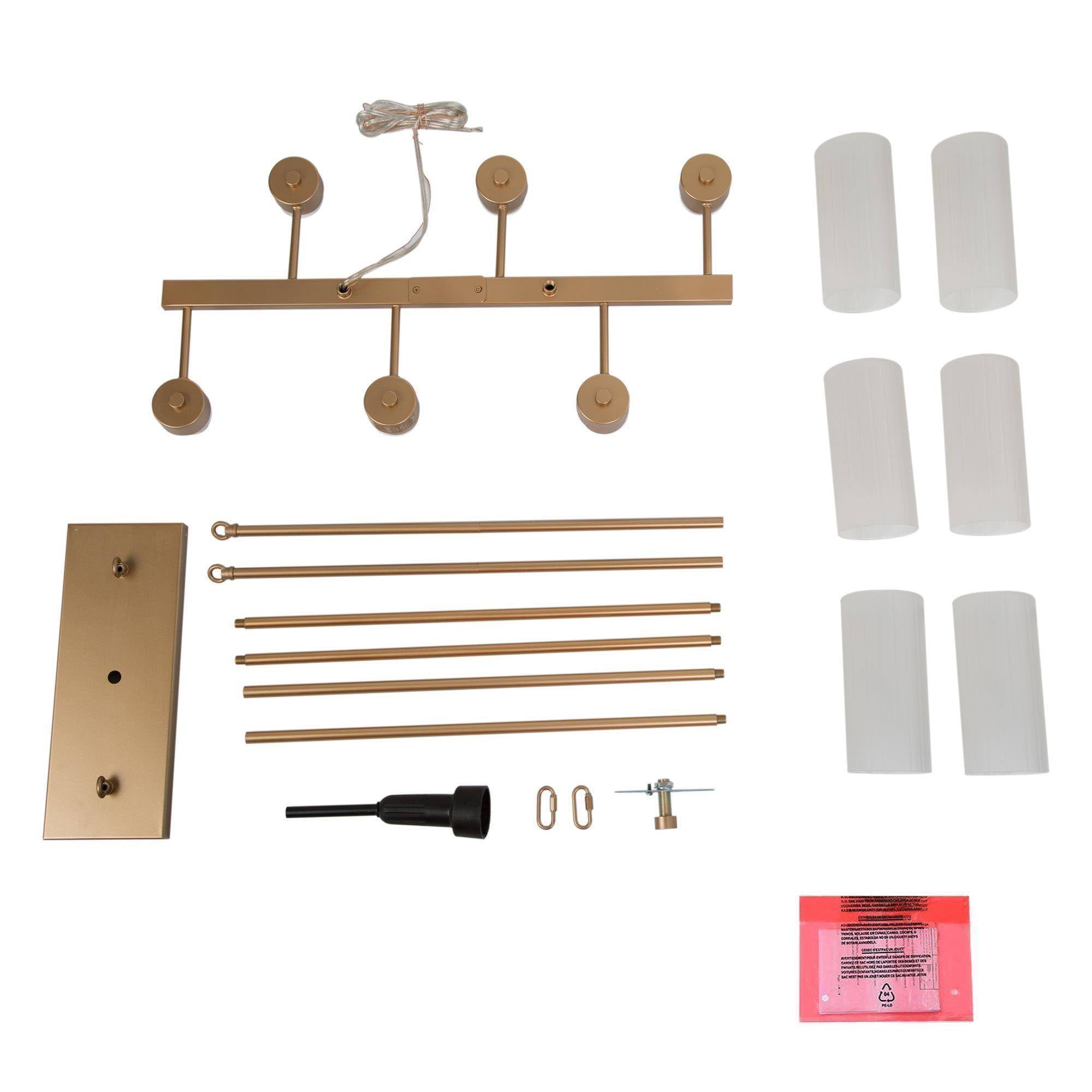 LNC Layla 6 -Light Matte Gold Modern/contemporary Frosted glass Linear Medium Hanging Kitchen Island Light