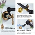 thumbnail image 4 of Wowow Wall Mounted Pot Filler with 2-Handles Double Joint Swing Arm in Black and Gold, 4 of 6