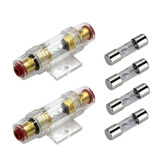 Carviya 4-8 Gauge AWG in-line Waterproof Fuse Holder with Four 30A 30Amp AGU Type Fuses For Car