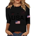 thumbnail image 2 of Conairie 4th of July Shirt Women USA Letter Print Long Sleeve Crew Neck Patriotic T Shirts Loose Work Tee Pullover Outfits Black L, 2 of 4