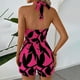 thumbnail image 5 of Karight Women's Romper Printed Halter Sleeveless Backless Lightweight Summer Short Jumpsuit, 5 of 7