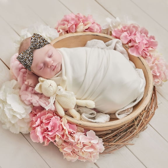 Cauagu Leopard Print Bow Headband for Baby Girls,Hairbands with Bow Elastic Hair Accessories Shower Gift for 0-6 Months Newborns Infants Toddlers & Kids