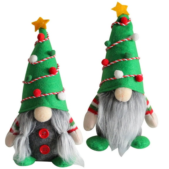 UNOMOR 2Pcs Festive Faceless Figures Gnome Ornaments Multi Plastic Decoration Christmas Party Home Decor