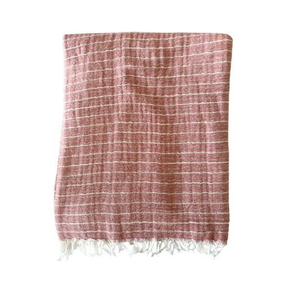 Desert Red Striped Turkish Cotton Crinkled Throw Red