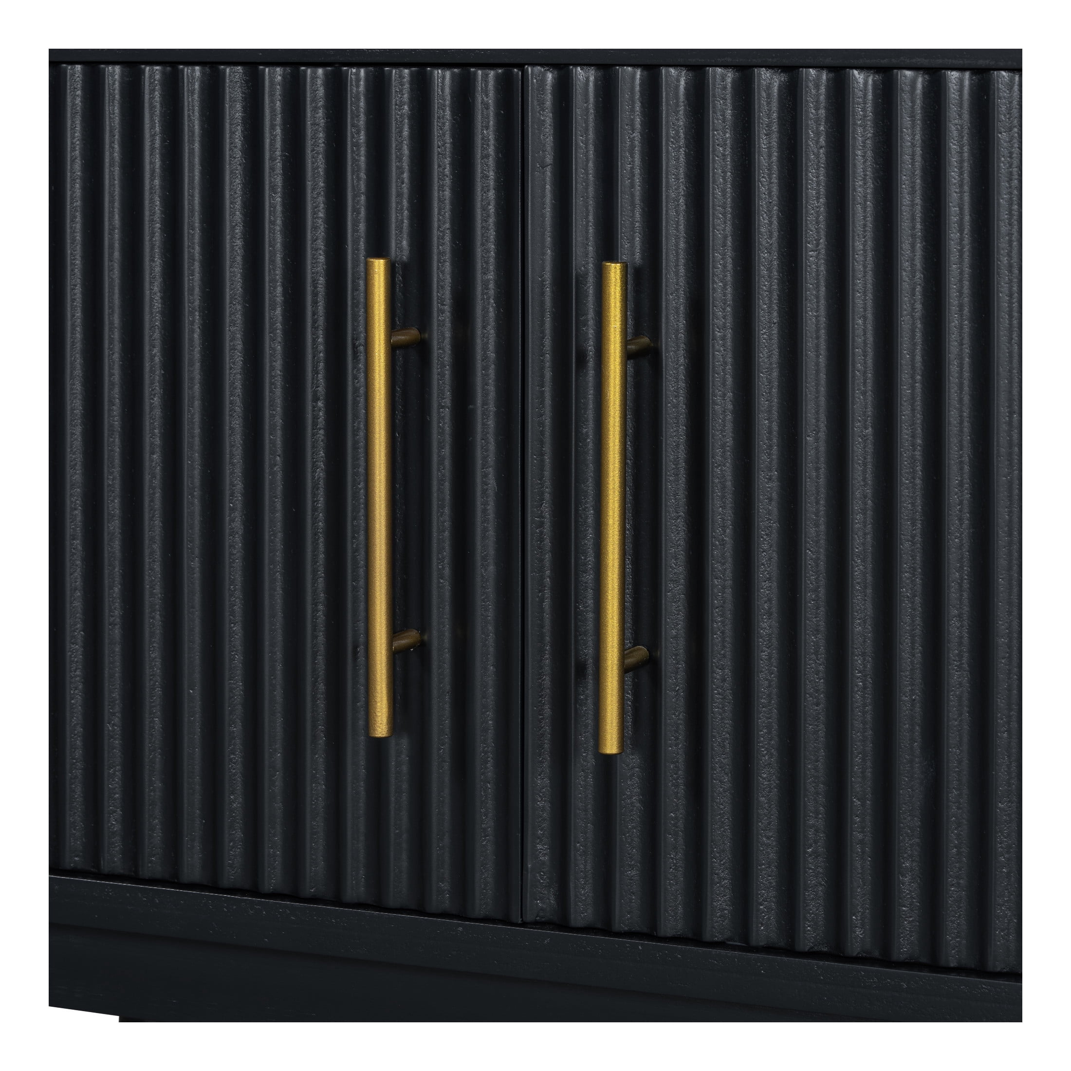 Christopher Knight Home Minimalist TV Stand For TVs up to 80" with 2 Vertical Striped Sliding Doors, Black
