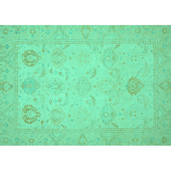 Ahgly Company Indoor Rectangle Oriental Turquoise Blue Traditional Area Rugs, 2' x 4'