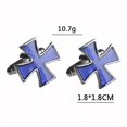 thumbnail image 3 of Gemelos de aleación con forma de cruz azul para hombre, 1,8 cm × 1,8 cm, 3 of 3
