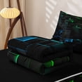 thumbnail image 5 of Erosebridal Geometric Plaid Buffalo Zipper Queen Comforter Set with Fitted Sheet and 2 Pillowcases,Black Abstract Pixel Zipper Bedding Set For Boys,Black Reversible,4-Piece, 5 of 7