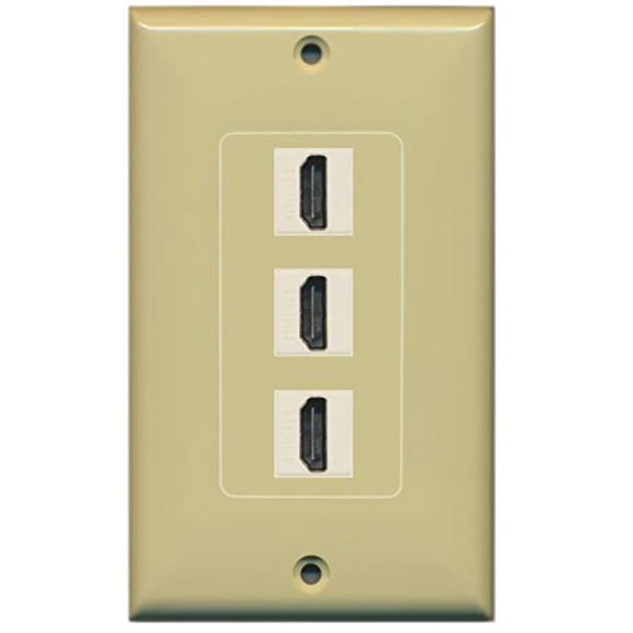 RiteAV (1 Gang Decorative 3 HDMI Ivory Wall Plate Ivory