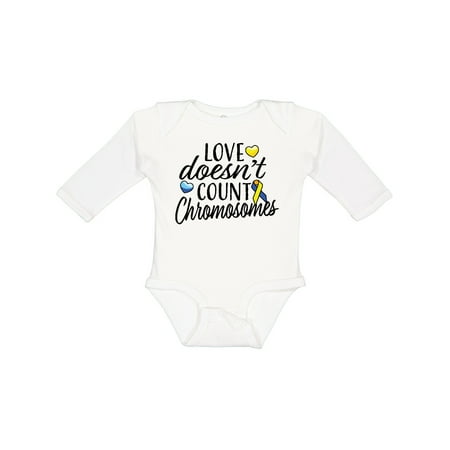 

Inktastic Love Doesnt Count Chromosomes with Yellow and Blue Ribbon Gift Baby Boy or Baby Girl Long Sleeve Bodysuit