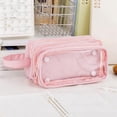 thumbnail image 4 of Minimalist Transparent Large Capacity Pencil Pouch, Slim Portable Waterproof Fabric Stationery Organizer Bag for Students Office Travel, 21.5x12.5x9cm, 1 Pack, 4 of 7