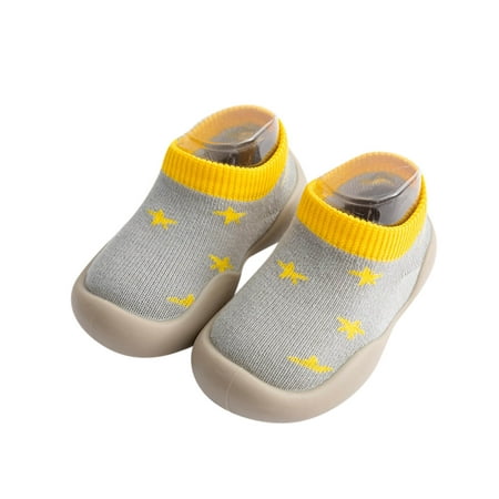 

Grey Baby Sneakers Infant Boys Girls Animal Cartoon Socks Shoes Toddler Fleece WarmThe Floor Socks Non Slip Prewalker Shoes