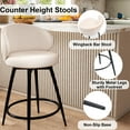 thumbnail image 6 of RongbuK 360° Swivel Modern Bar Stool Set of 2, 26" Upholstered Counter Height Bar Stools with Wingback, Soft Linen Fabric, Counter Chairs with Arm for Kitchen Island or Home Bar, Beige, 6 of 7