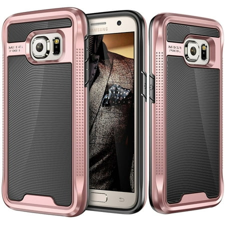 Galaxy S7 Case [NOT FOR S7 EDGE] E LV Galaxy S7 - Hybrid [Scratch/Dust Proof] Armor Defender Slim Shock-Absorption Bumper Case for Samsung Galaxy S7 - [BLACK/ROSE (Best Music Downloader For Samsung Galaxy)