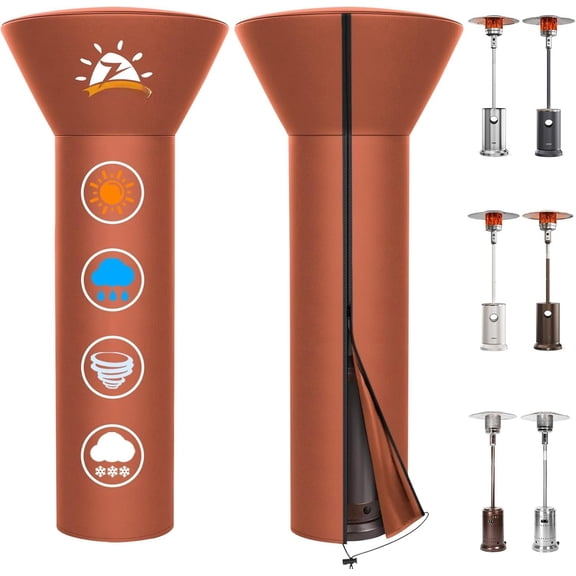 Patio Heater Covers - 600D Outdoor Heater Cover with Zipper Heavy Duty , Heat Cover for East Oak, Hampton Bay, Basics and Fire Sense (89" Height x 33" Dome x 19" Base)