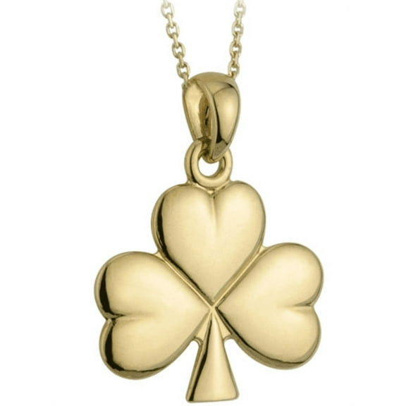 Medium Shamrock Necklace Gold Plated Irish Made