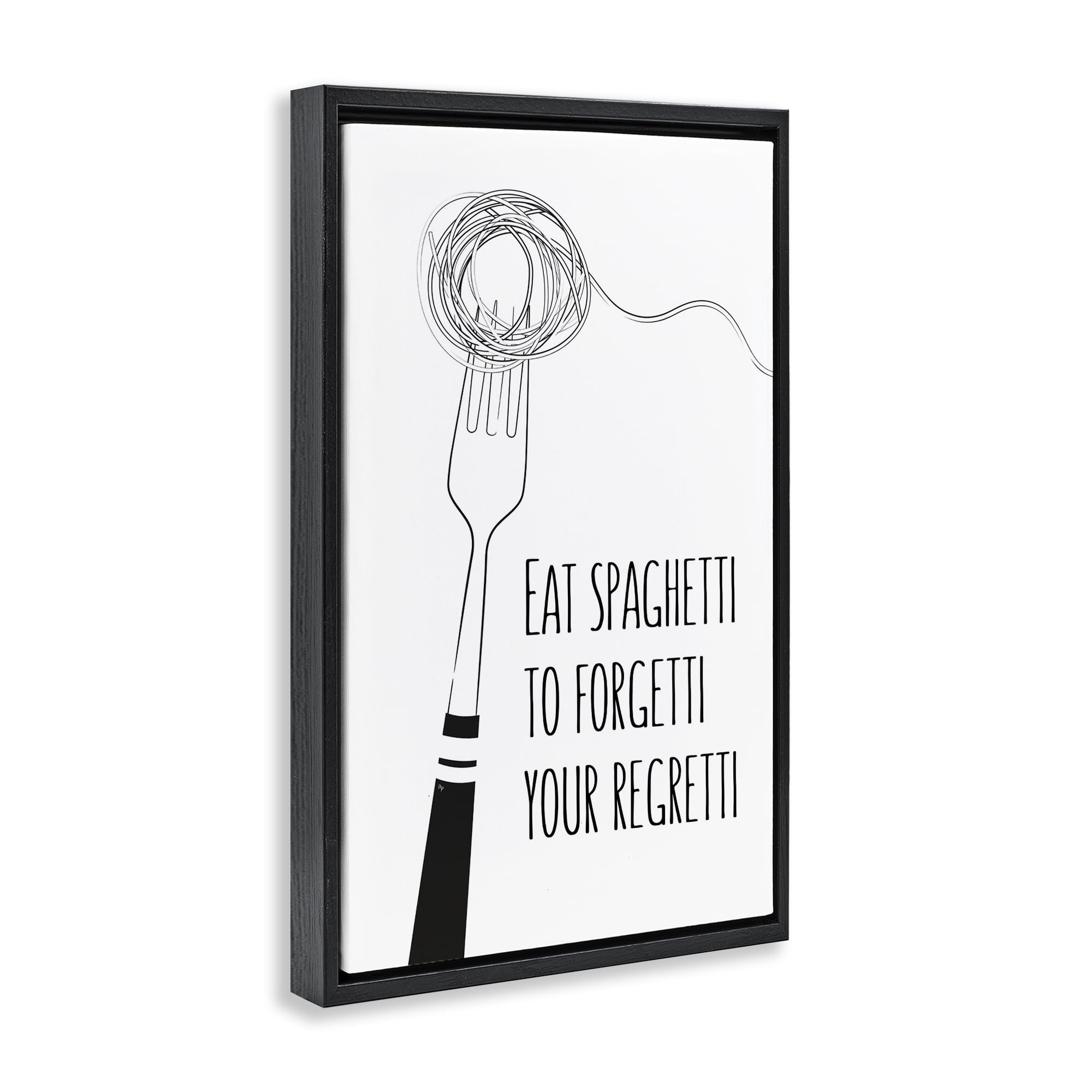 Stupell Industries Funny Spaghetti Sass Black Framed Floater Canvas Wall Art, design by Martina Pavlova