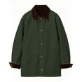 thumbnail image 4 of HCBY Women Corduroy Collar Jacket Button Front Mid Length Barn Coat Utility Workwear with Pockets for Fall Winter, 4 of 9