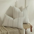 thumbnail image 4 of COOKCOK Throw Pillow Covers 18x18 Set of 2 Striped Pillow Covers Textured Linen Decorative Pillows Square Cushion Covers for Sofa Couch Bed Living Room Farmhouse Decor, Green, 4 of 6