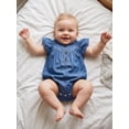 thumbnail image 4 of BemeyourBBs Newborn Baby Girls Summer Clothes Western Baby Girl Cowgirl Outfit Denim Romper Flying Short Sleeve Crew Neck Short Sleeve Bodysuit Jumpsuit, 4 of 9