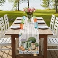 thumbnail image 4 of Green Lavender 60 Inch Table Runner, Potted Plant Butterfly Flowers Boots Farmhouse Dresser Scarf Cotton & Linen Tablerunner for Dining/Kitchen Island/Holiday Party Décor 13" x 60", 4 of 9