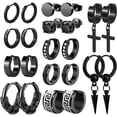 thumbnail image 1 of 11 pairs Stylish Stainless Steel Huggie Earrings Set - Perfect for Parties and Birthdays, 1 of 4