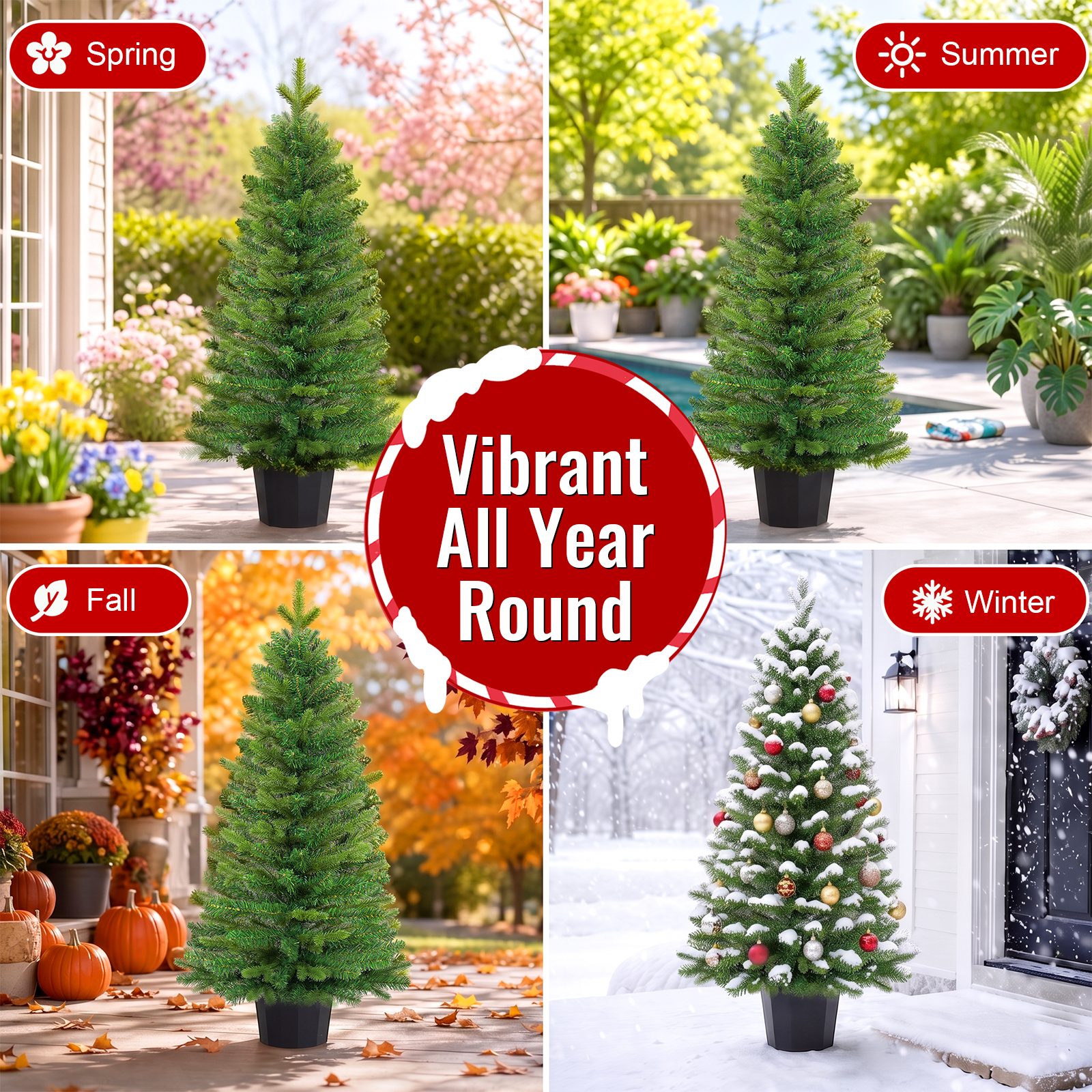 Yexmas 2-Pack 3 Ft Potted Christmas Trees photo 4