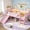 Pink Twin XL, variant on Bellemave Twin Loft Bed with Bookcase, Low Loft Bed with Slide, Solid Wood Loft Bed with LED Lights & Ladder, Twin Size Loft Bed with Full-Length Guardrails, No Box Spring Needed, Natural