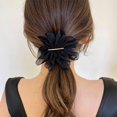 thumbnail image 4 of Pinzas para el cabello XCF con forma de flor de gasa suave color negro para mujeres y niñas, 4 of 4