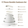 thumbnail image 3 of SENSARTE Nonstick Cookware Sets with Detachable Handles, 17Pcs Pots and Pans Set, Induction Kitchen Cookware Sets Stackable, White, 3 of 12