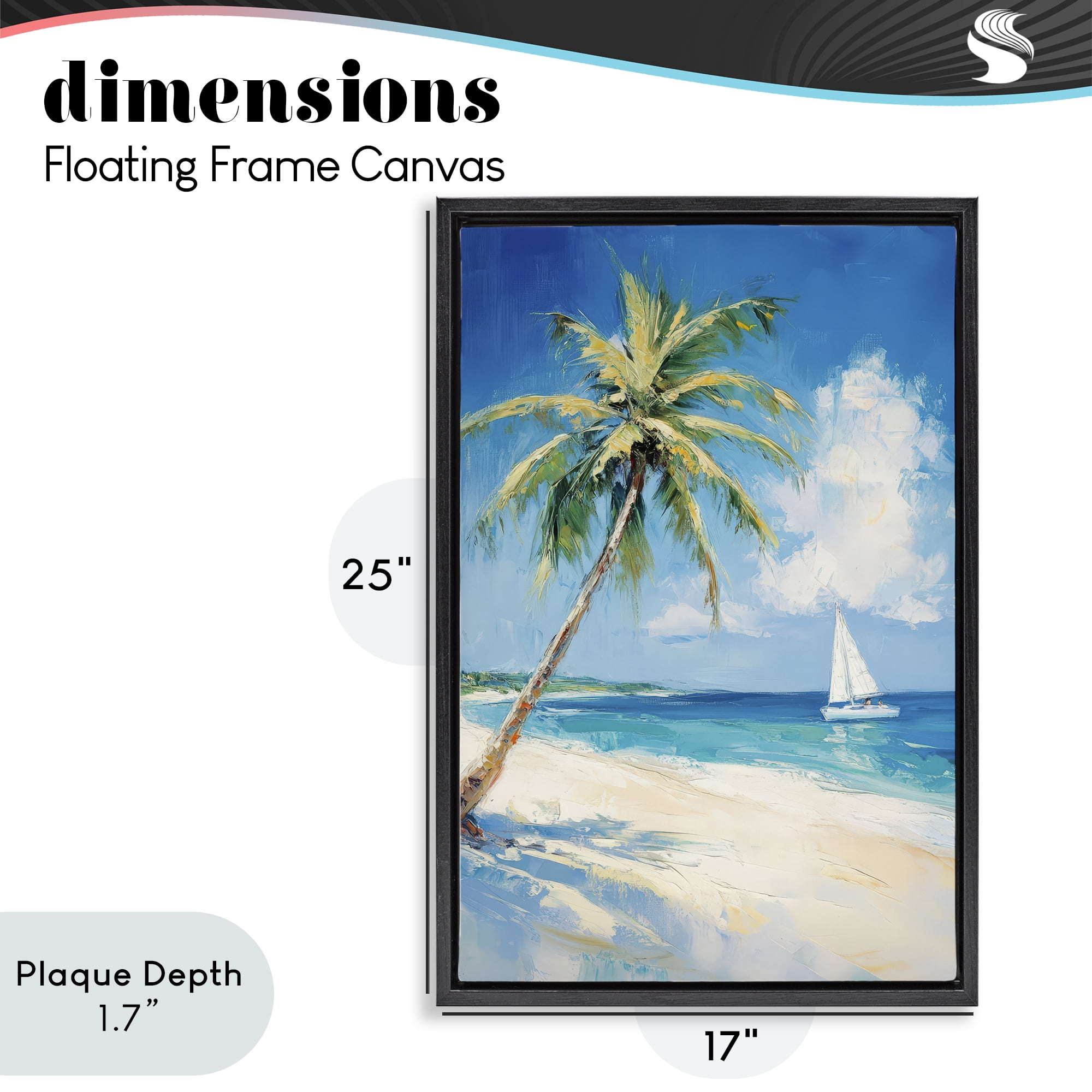 Stupell Industries White Clouds & Sails Black Framed Floater Canvas Wall Art, design by Petal Prints Design