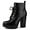 Black, variant on BLISSFUL STEP Women's Round Toe Block High Heel Lace up Platform Boots