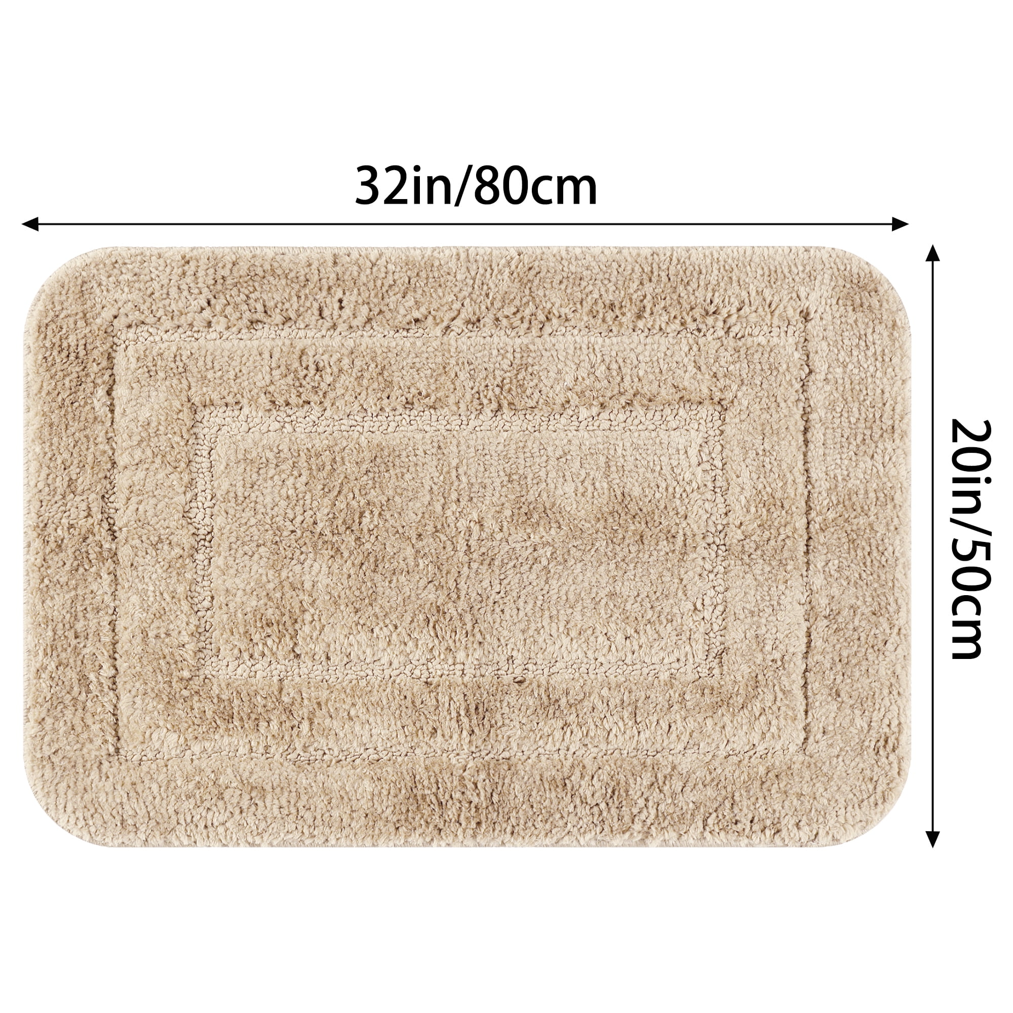 Unique Bargains Soft Absorbent Rug Non-Slip Plush Bath Mat for Bathroom Floor Khaki 20"x32"