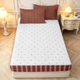 thumbnail image 4 of Manfei Retro Grid Zipper Full Size Comforter Sets with Fitted Sheet and 2 Pillowcases,Classic Plaid Zipper Bedding Set,Red Beige,Reversible,4pcs, 4 of 8