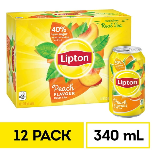 Lipton Peach Iced Tea, 340mL Cans, 12 Pack, 12x340mL