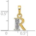 thumbnail image 3 of Solid 10K Yellow Gold and Rhodium Diamond Initial R Charm - 15mm Natural Diamonds, 3 of 5