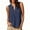 #0271-Navy, variant on Women's Summer Solid Color Pleated Collar Wave V-Neck Sleeveless Top