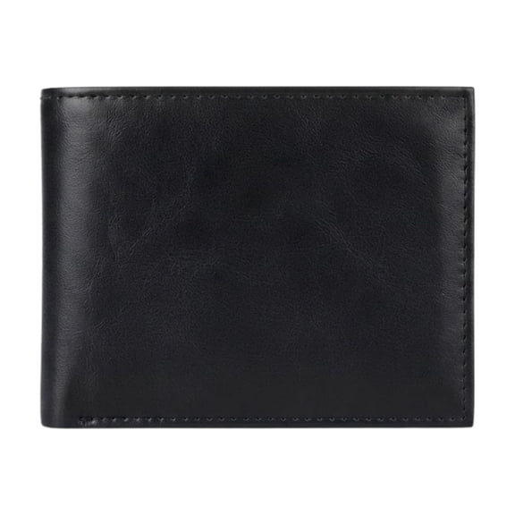 Primeglobalca - Black Bifold Wallet, Classic Design with Stitched Edges, Men's Card and Cash Wallet