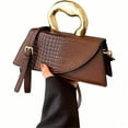 thumbnail image 3 of Women Vegan Leather Evening Handbag Crocodile Pattern Handle Clutch Purse Cross Body Envelope Bag, 3 of 8