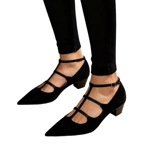 Women's Low Block Heels Pointed Toe Elegant Floral Pumps Comfortable Dress Shoes for Wedding Guest Prom Evening Party Black Size 7