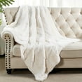 thumbnail image 6 of Home Soft Things Sculpted Stripe Faux Fur Throw Blanket with Micromink Back, Luxury Soft Cozy Plush Fluffy Fuzzy Reversible Thick Warm Throw Blanket, 50x60 inches, White, 6 of 12