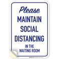 thumbnail image 1 of Social Distancing Sign, Please Maintain Social Distancing In Waiting Room, 10x7 Vinyl Sticker, 1 of 1