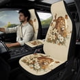 thumbnail image 2 of Xixirimido Leather Seat Cover Front Seats Only, Universal Fit Auto Front Seat Covers for Sedan Van SUV Truck 5 Pcs Set with Seatbelt Covers & Center Console Cover, Lion Cross Floral Butterfly, 2 of 8
